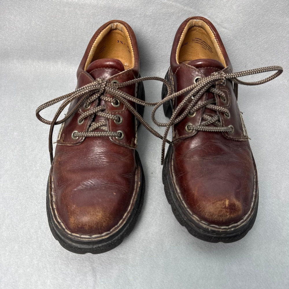 Born Womens B6346 Brown Leather Lug Sole Oxford Shoes Lace Up 7.5 38.5